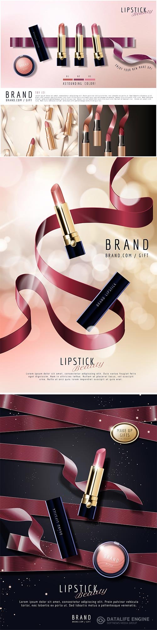 Lipstick advertising posters in vector