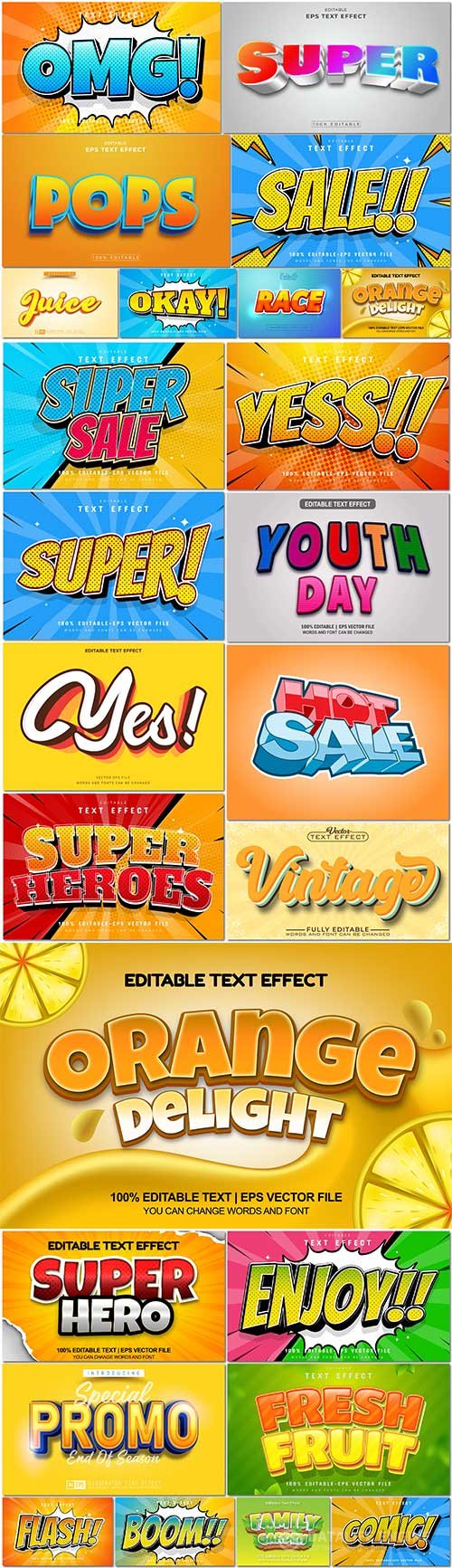 Bundle text style effect vector vol 80