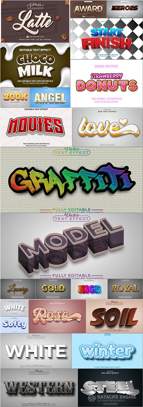 Bundle text style effect vector vol 81