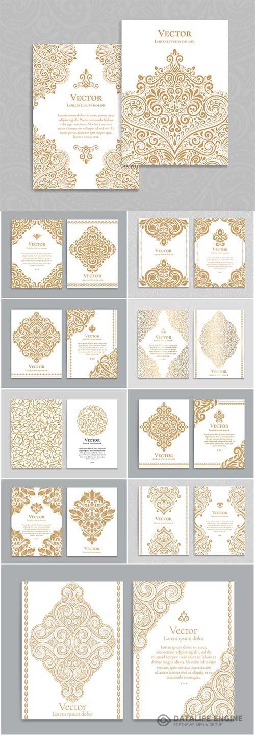 Vector cards with gold decor