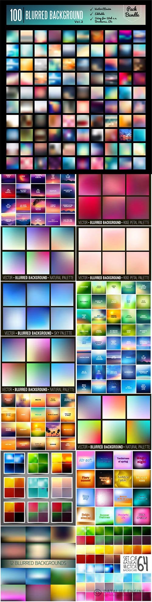 Set blurred abstract vector backgrounds set