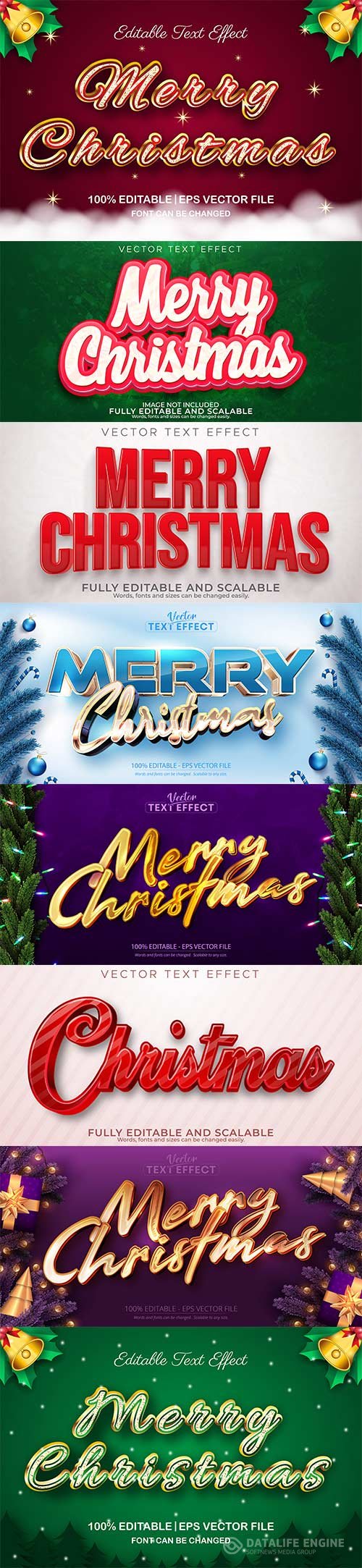 2022 New year and christmas editable text effect vector vol 32