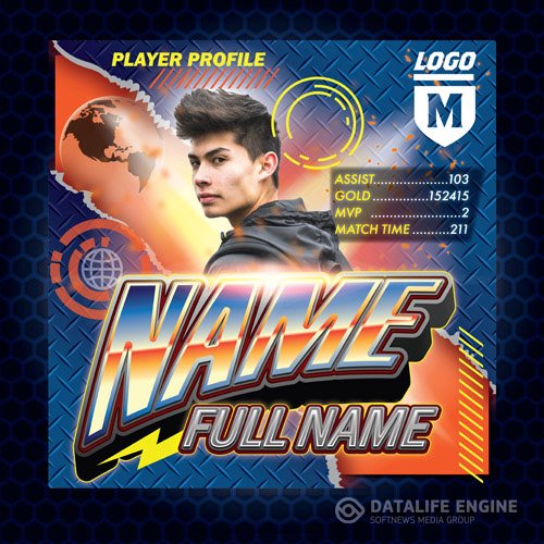 Player profile sport gamers vector templates design