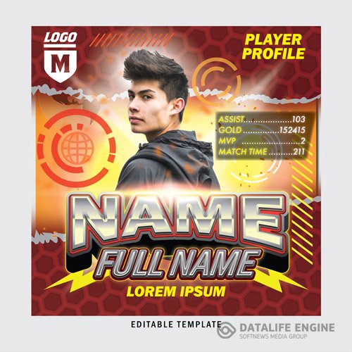 Player profile esport gamers templates design