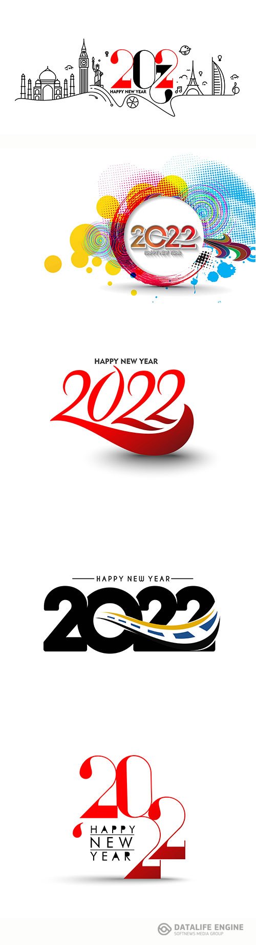 Happy new year 2022 text typography vector design