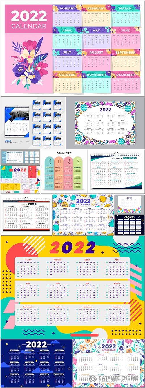 2022 calendar template premium vector