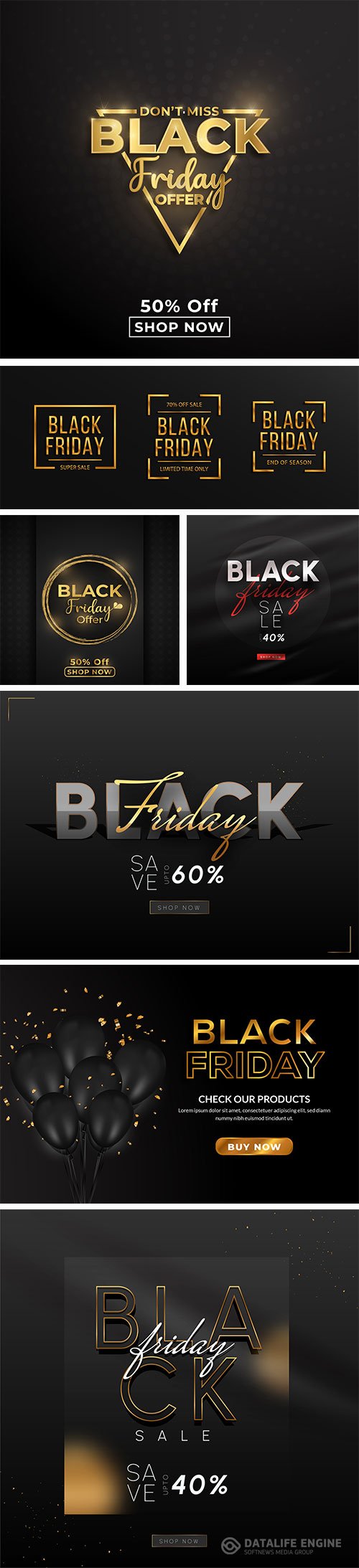 Realistic black friday sale banner with text space