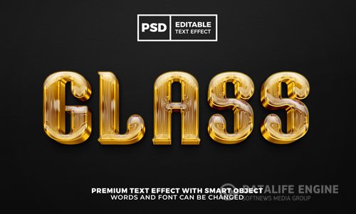 Gold glass elegant luxury 3d editable text effect psd