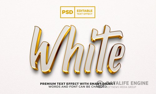 Elegant white gold luxury 3d editable text effect premium psd