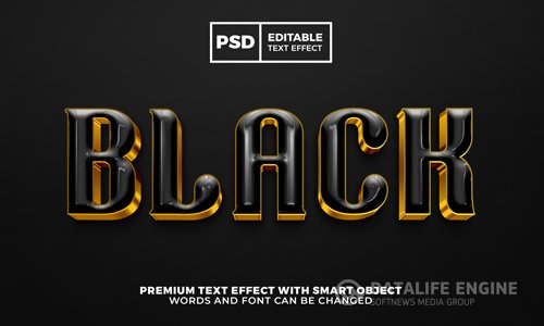 Black gold elegant luxury 3d editable text effect premkum psd