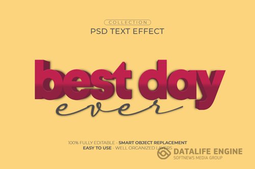 Best day ever custom text effect psd