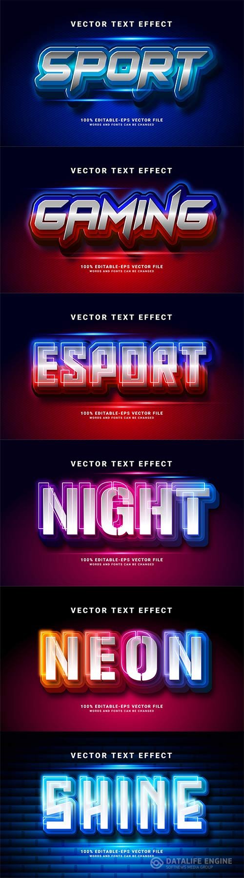 Set 3d editable text style effect vector vol 219