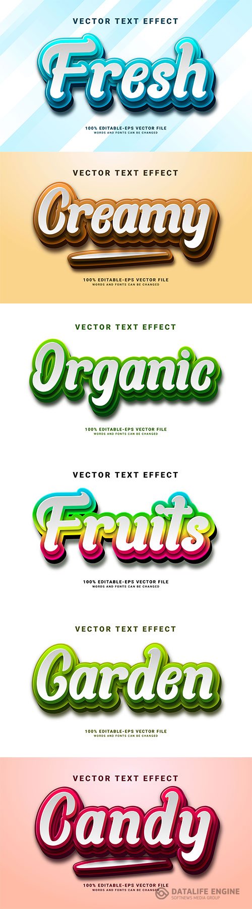 Set 3d editable text style effect vector vol 220