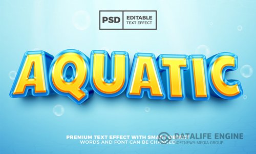 Aquatic cartoon 3d editable text effect premium psd