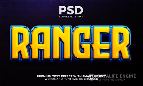 Ranger hero 3d editable text effect premium text effect