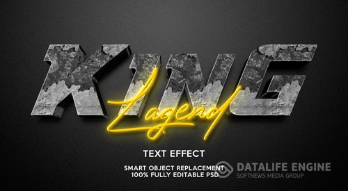 King lagend text effect template psd