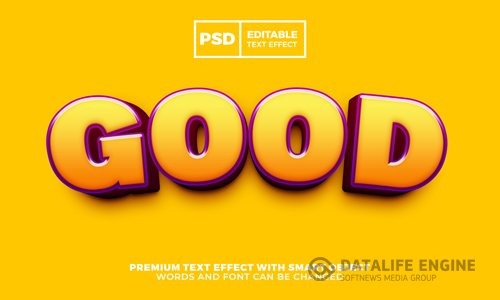 Good cartoon 3d editable text effect premium psd