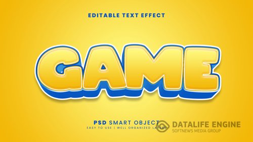 Game 3d text effect template psd