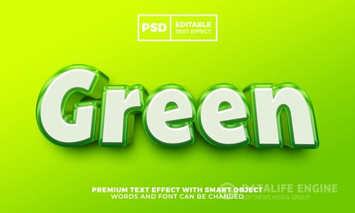 Fresh green 3d editable text effect style premium psd