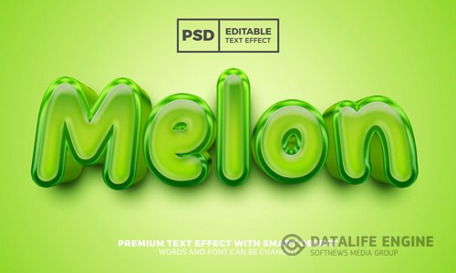 Fresh melon 3d editable text effect style premium psd