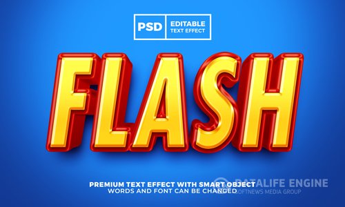 Flash hero comic cartoon 3d editable text effect premium psd