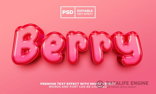 Fresh berry 3d editable text effect style premium psd