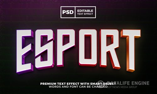 Esport team modern logo template 3d editable text effect premium psd