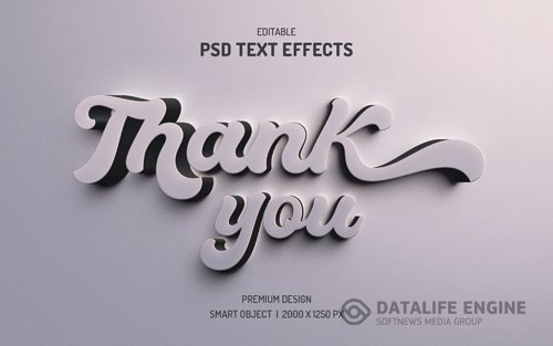 Editable 3d thank you text effect psd