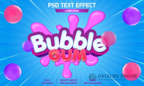 Bubble gum splash text effect psd