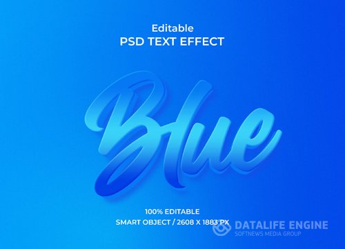 Blue editable text effect psd