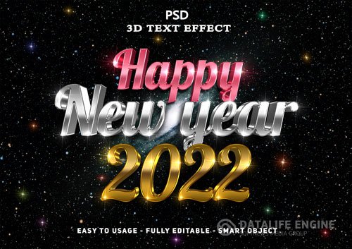 3d new year text style effect psd