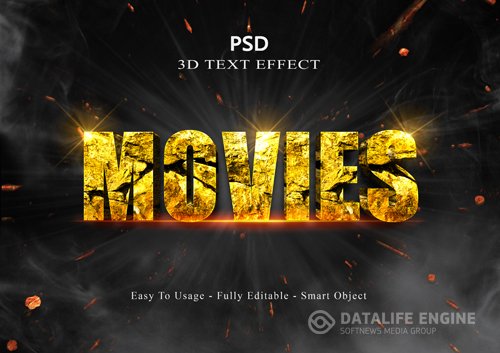 3d movies text style effect psd