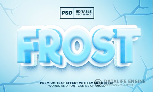 Frost ice 3d editable text effect premium psd