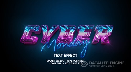 Cyber monday text effect template psd