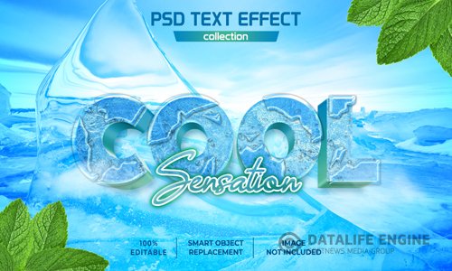 Cool sensation ice text effect psd