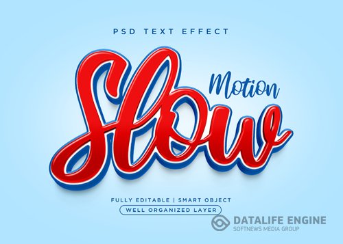 3d style slow text effect psd