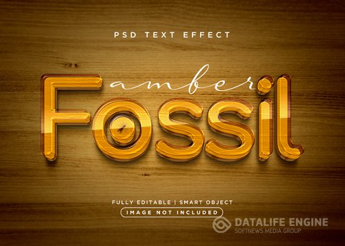 3d style fossil text effect psd