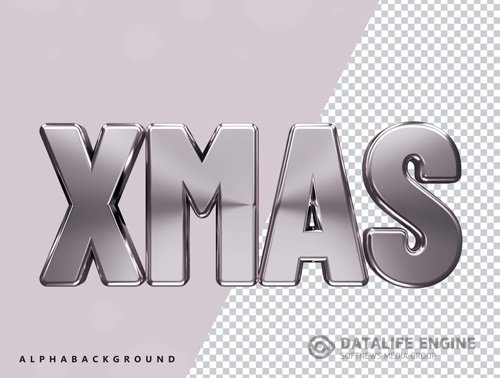 Xmas 3d text effect transparent psd