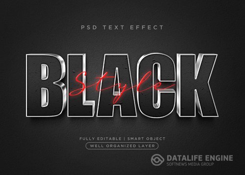 3d black style text effect psd