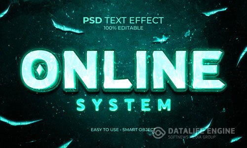 Online system text effect psd