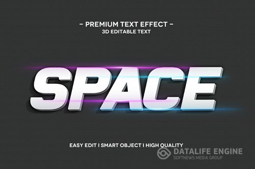 Space 3d text effect template premium psd