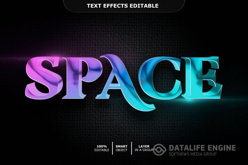 Space text effect editable premium psd