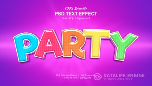 Party style colorful editable text effect premium psd