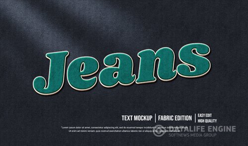 Jeans 3d text style effect template premium psd