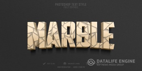 Marble 3d text style effect template design premium psd