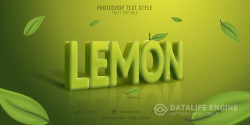 Lemon fruit 3d text style effect template premium psd