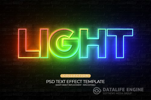 Light custom text effect template shiny editable fully premium psd