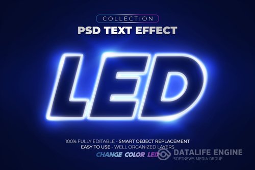 Led glow test color led custom text effect psd