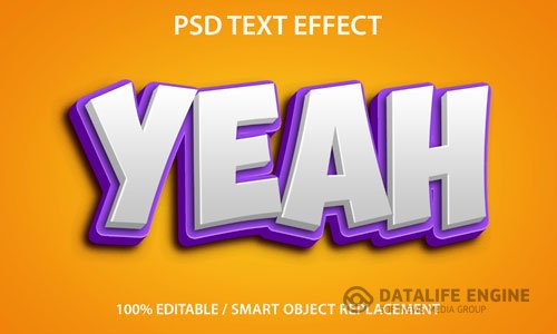 Editable text effect yeah premium psd