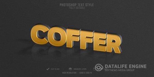 Coffer text style effect template design premium psd